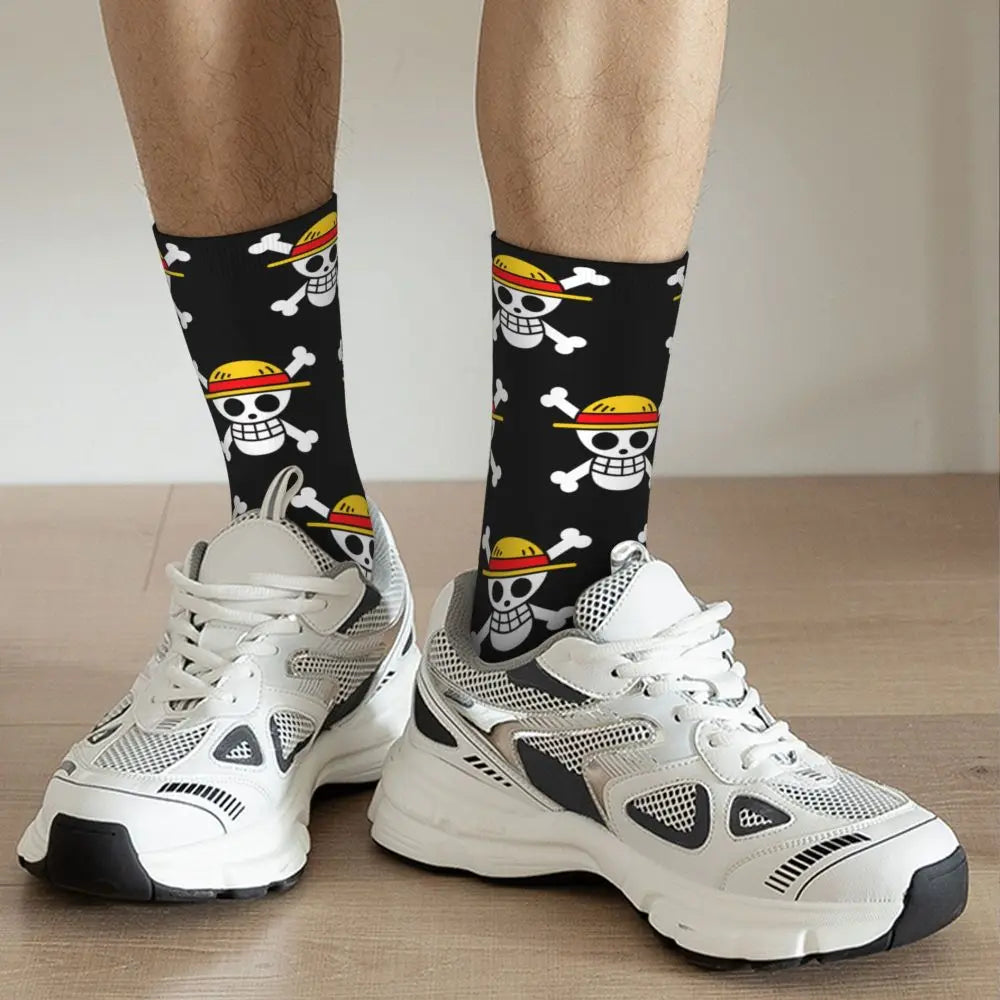 Anime Men's Socks Harajuku Luffy Zoro Trafalgar Law Unisex Crew Socks