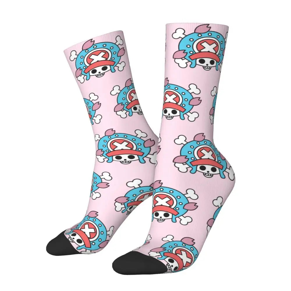 Anime Men's Socks Harajuku Luffy Zoro Trafalgar Law Unisex Crew Socks