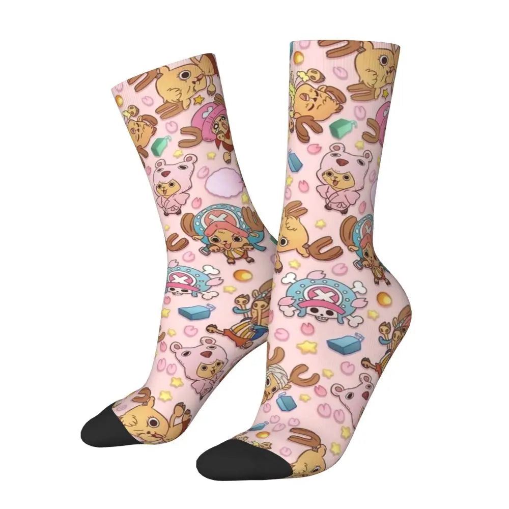 Anime Men's Socks Harajuku Luffy Zoro Trafalgar Law Unisex Crew Socks