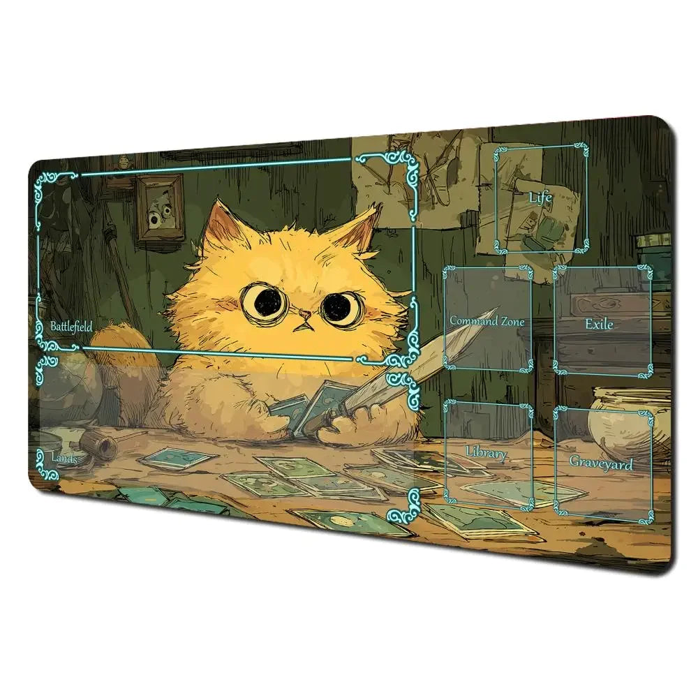 **** Cartoon-Style Cat Magic Playmat Gaming Mat 60x35cm TCG Desk Mat