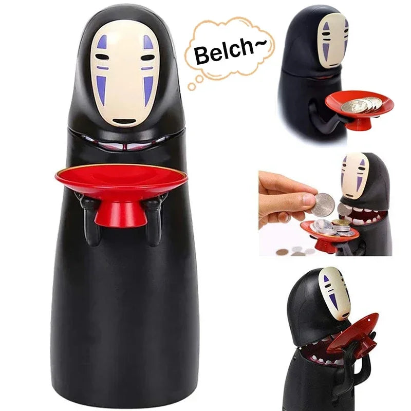 Japanese Anime No Face Man Piggy Bank Automatic Coin Collector Figure