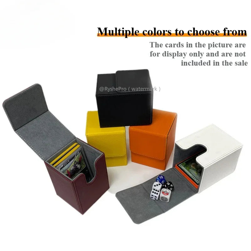 Vertical PU Leather Card Deck Box – Fits 100+ Sleeved Cards with 2 Dividers