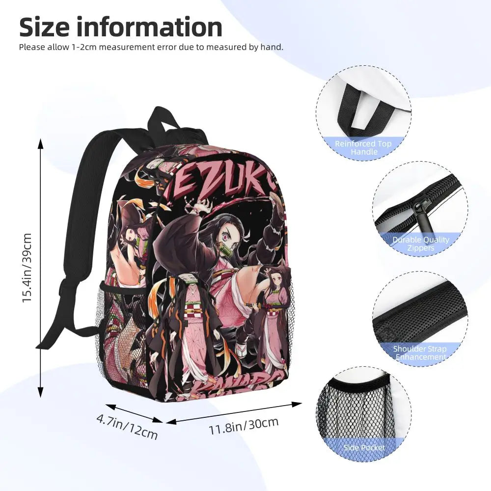 Nezuko Kimono Demon Slayer Backpack Large Capacity Boys Girls BookBag