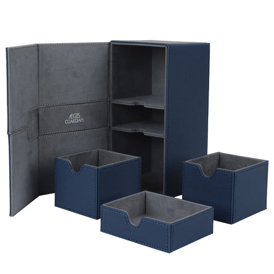 AEGIS GUARDIAN Commander Deck Box – 200+ Double-Sleeved TCG Card Case (Blue)