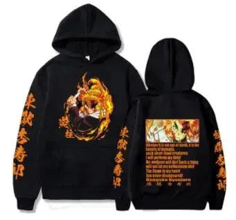 Rengoku Flame Quote Demon Slayer Hoodie – Black Edition (Unisex)