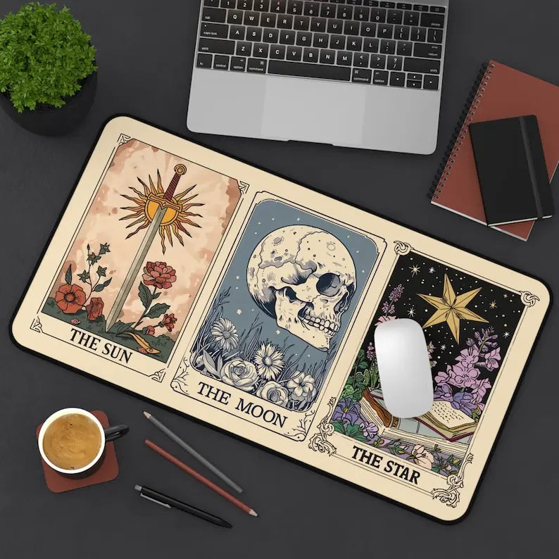 **** Tarot Cards Desk Mat Sun Moon Star Boho Gaming Mouse Pad Office Rug