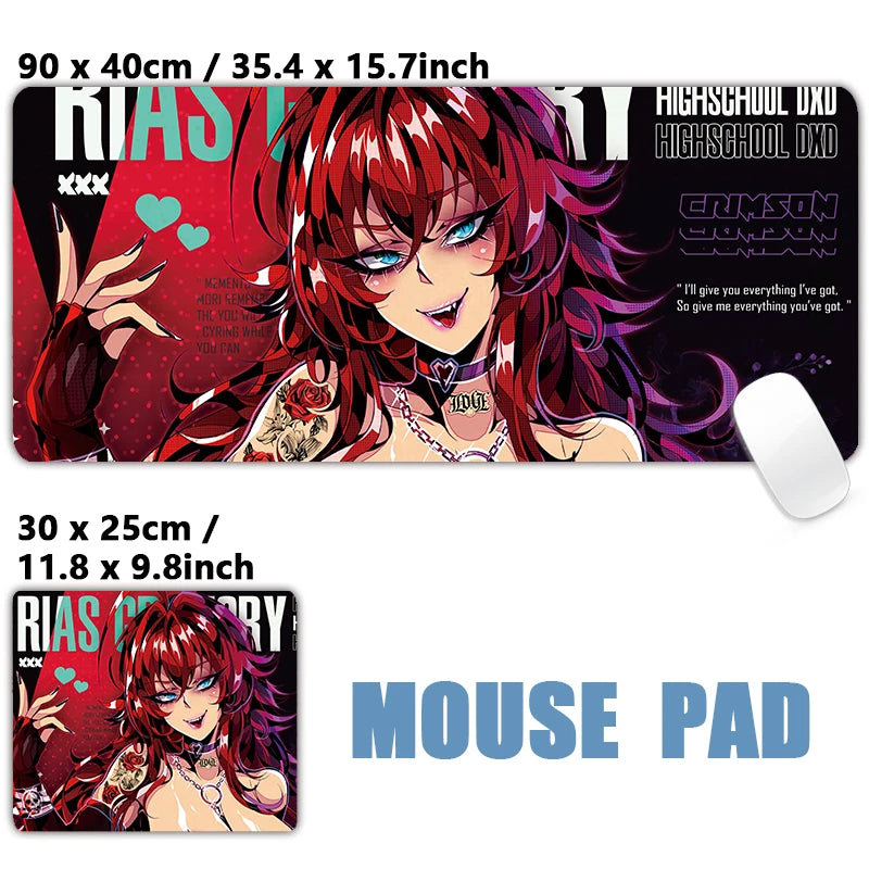 Rias Gremory XXL Mouse Pad – 23.6x11.8in & 27.6x15.7in – Sexy High School DxD Anime Desk Mat
