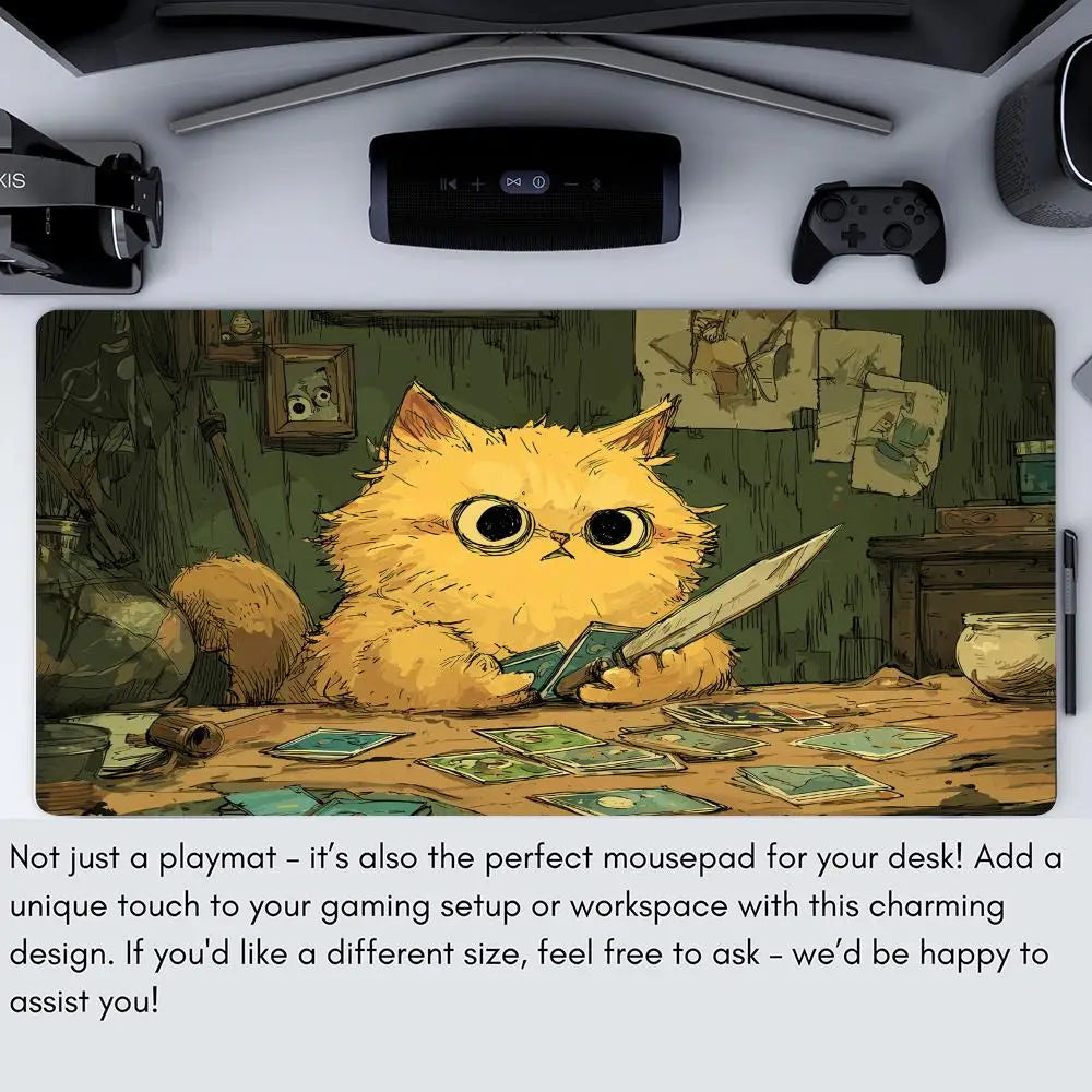 **** Cartoon-Style Cat Magic Playmat Gaming Mat 60x35cm TCG Desk Mat