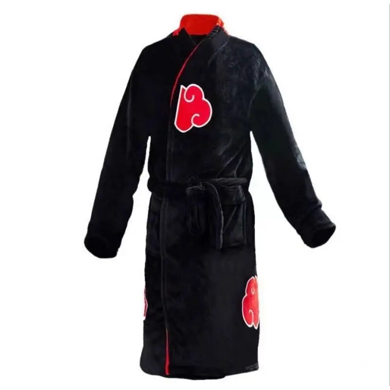 Naruto Akatsuki Itachi Robe Flannel Thermal Nightgown Cosplay Costume