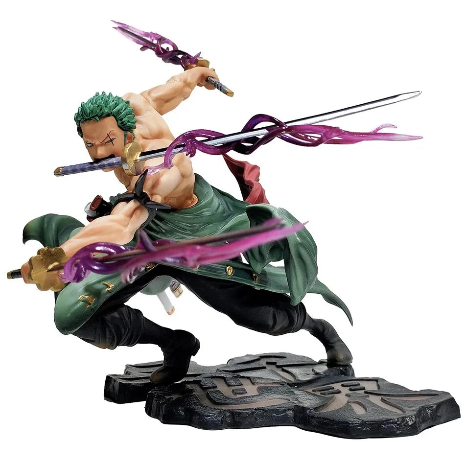 18CM One Piece Luffy Zoro Three-Blade PVC Action Figure Model Collectible