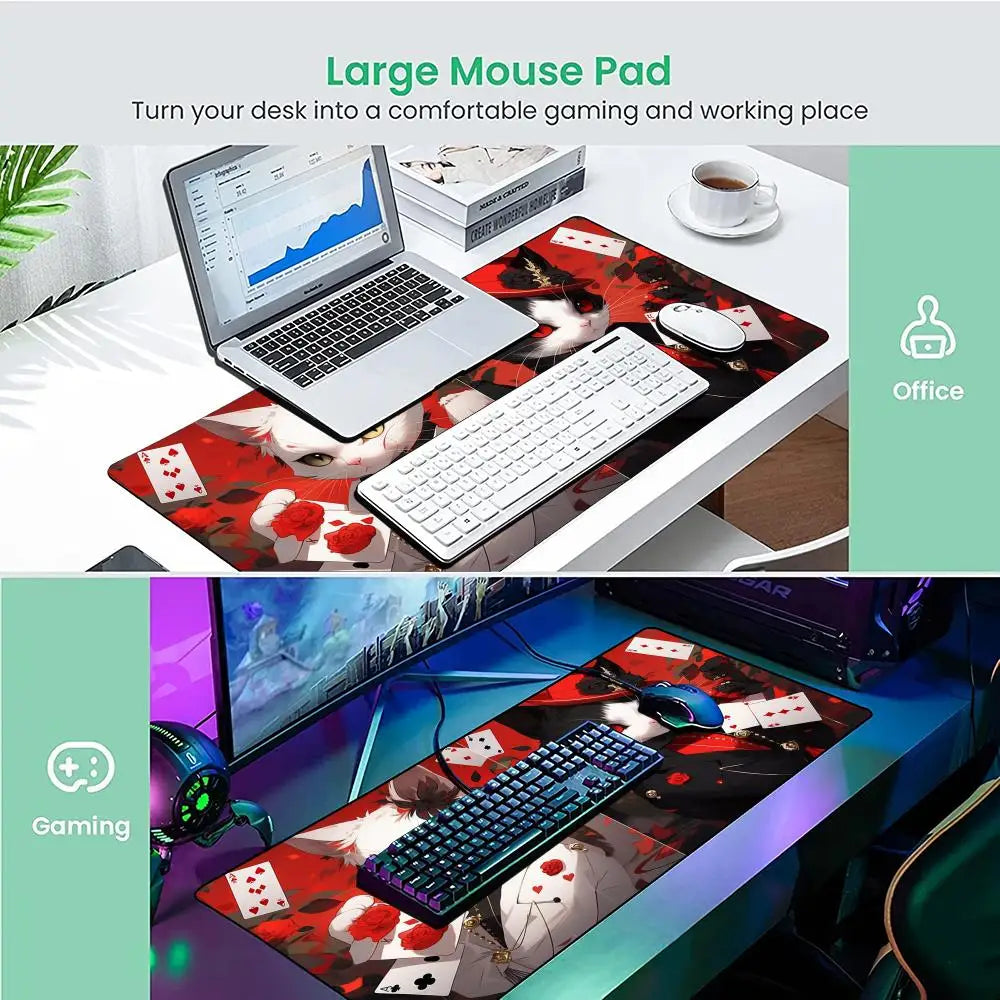 **** Ace of Hearts Cat Design Mouse Pad Desk Mat Rubber Anti-Slip Gaming Mat