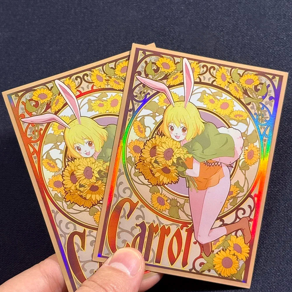 60PCS Foil Card Sleeves Sunflower Carrot Rose TCG Protectors MTG OPCG