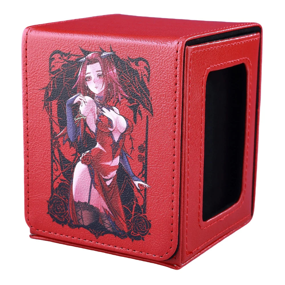 Black Rose Dragon Trading Card Storage Deck Box Holds 120+ Cards Magnetic PU