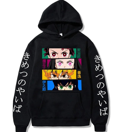 Demon Slayer Eye Panel Hoodie – Black Core Four (Unisex)