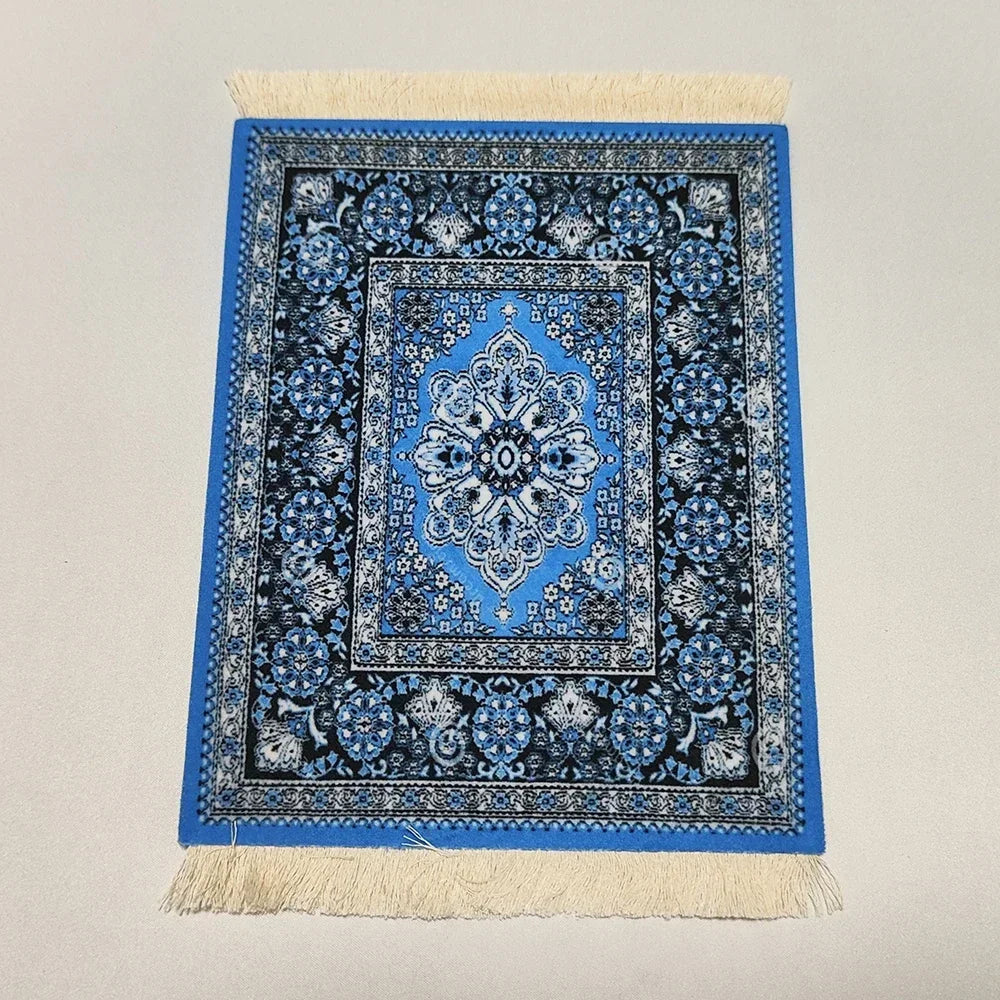 Woven Flower Persian Carpet Small Coaster Non-Slip Mouse Pad Desk Mat