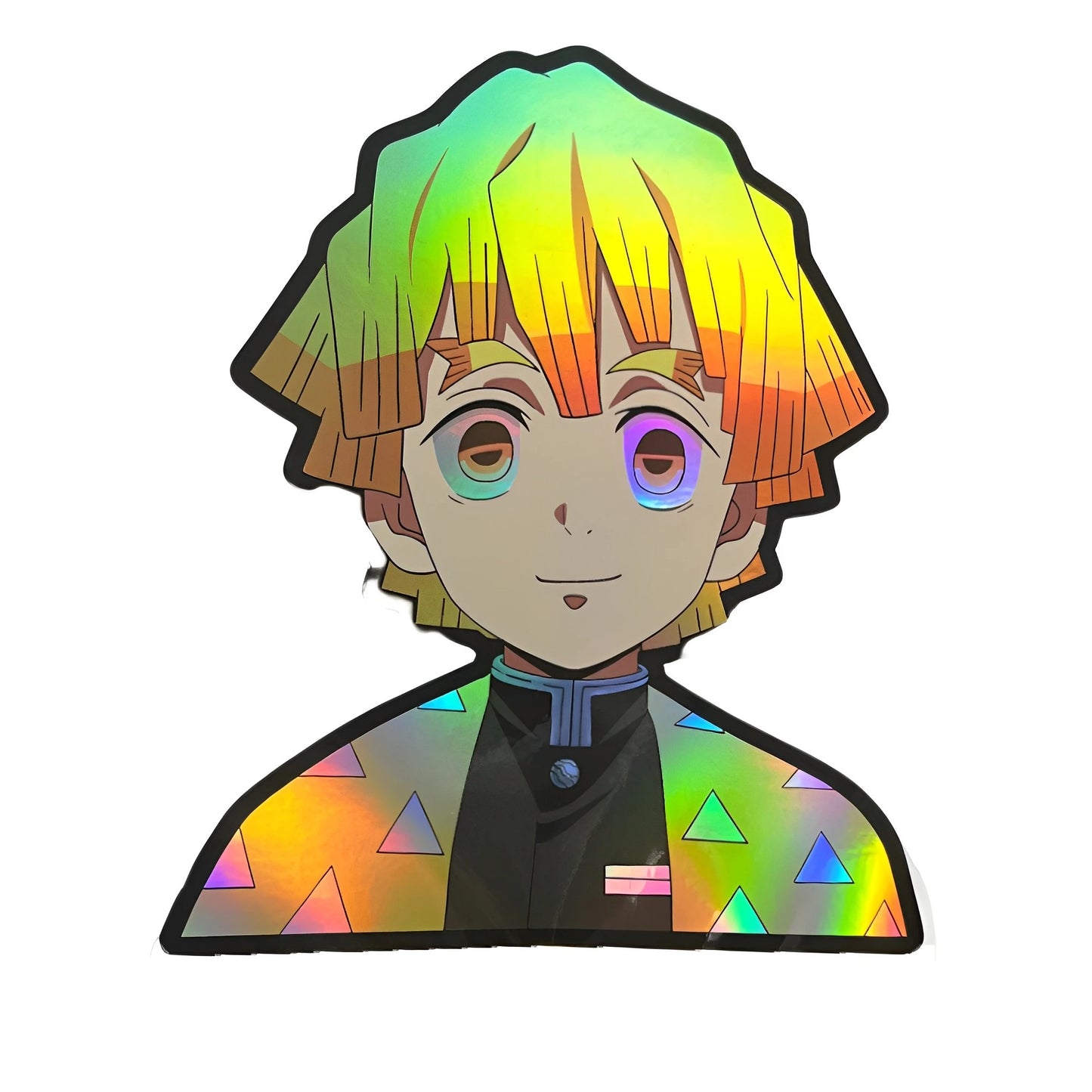 Zenitsu Holographic Sticker – Smiling Demon Slayer Anime Decal