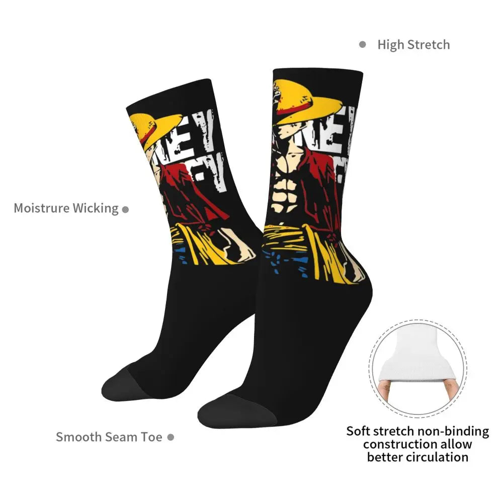 Anime Men's Socks Harajuku Luffy Zoro Trafalgar Law Unisex Crew Socks