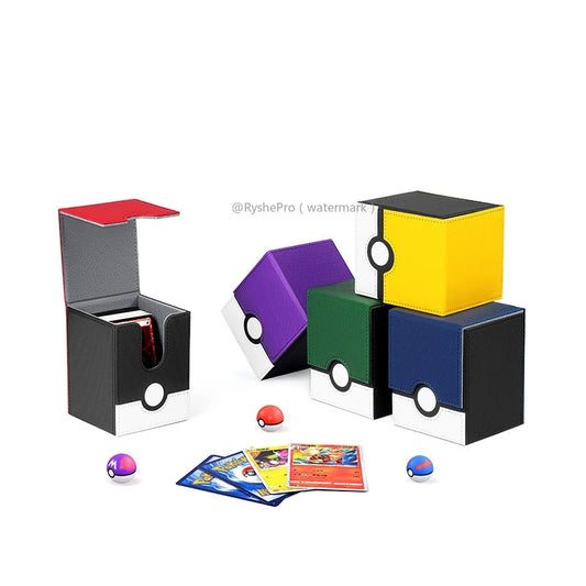 Pokémon-Inspired Leather Card Deck Box – Holds 100+ Sleeved Cards