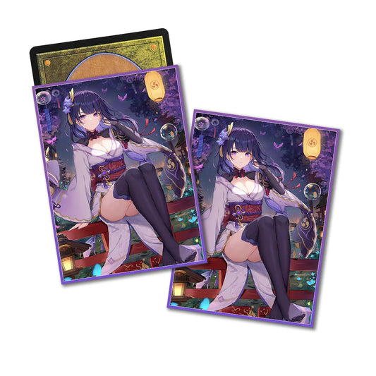 60PCS Anime Cartoon Card Sleeves Protector for PTCG PKM Raiden Shogun