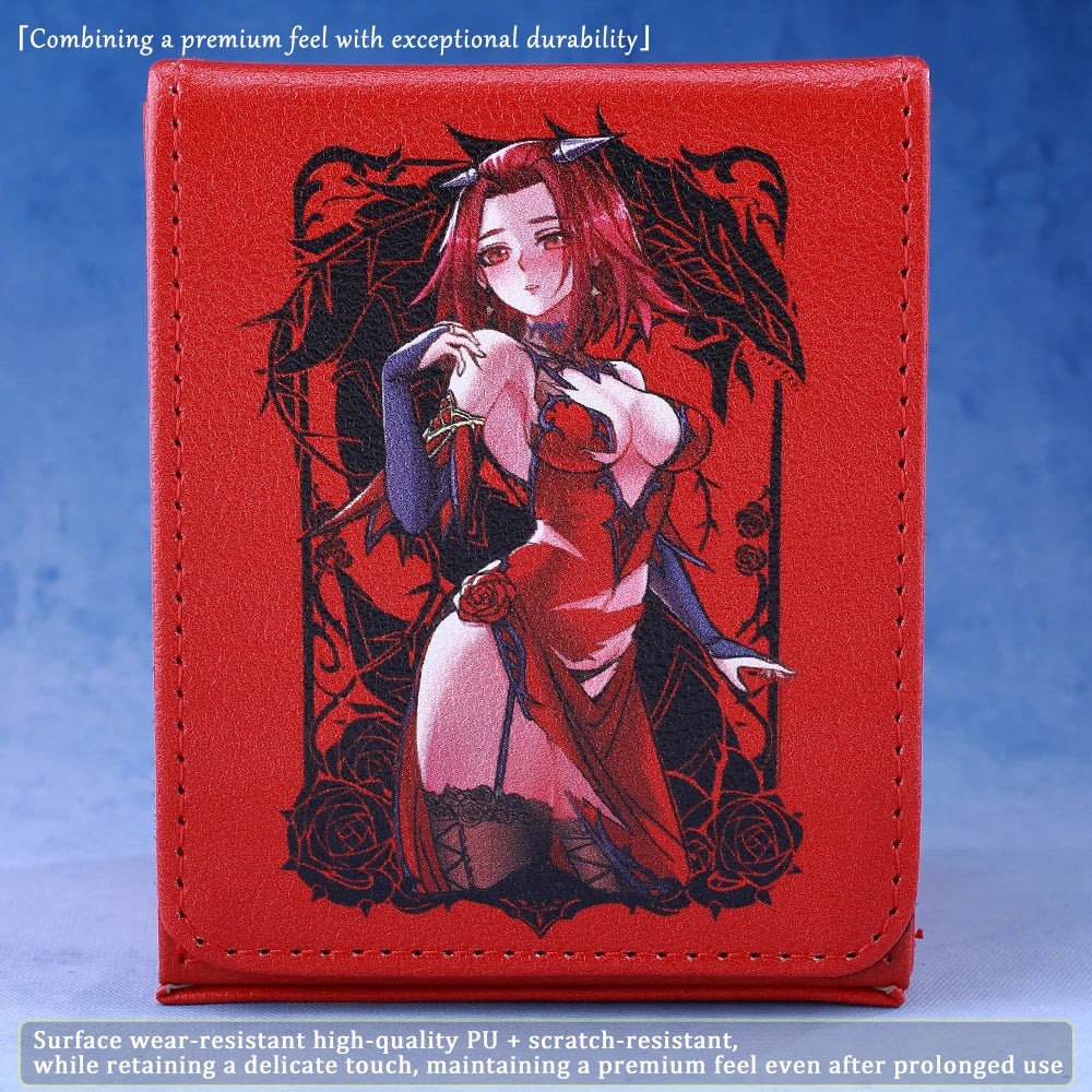 Black Rose Dragon Trading Card Storage Deck Box Holds 120+ Cards Magnetic PU