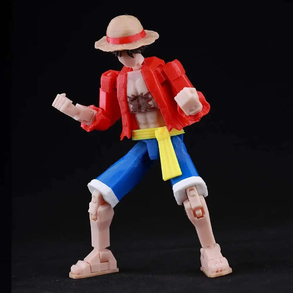 9L3D “Lucky Dummy 13” Luffy Pirate Captain Action Figure – 5.5" Multi-Jointed Poseable Model