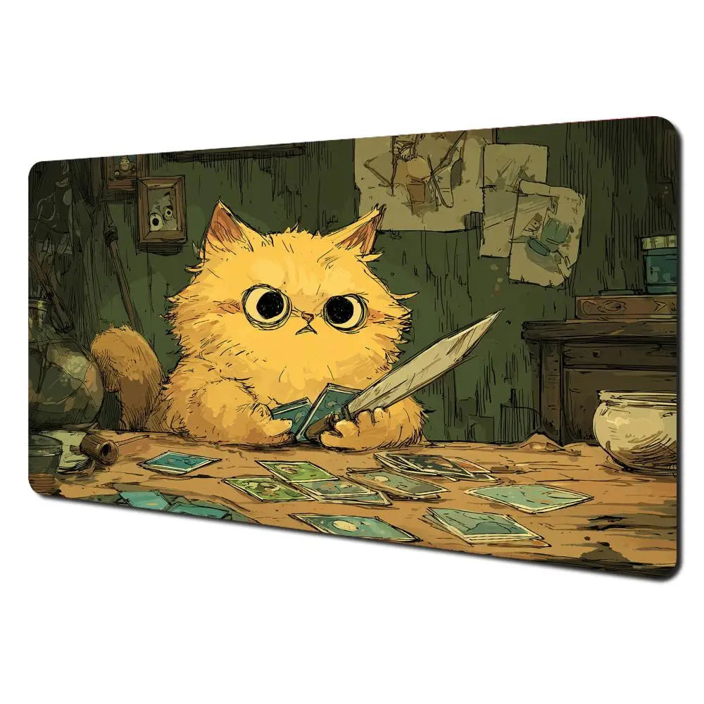 **** Cartoon-Style Cat Magic Playmat Gaming Mat 60x35cm TCG Desk Mat