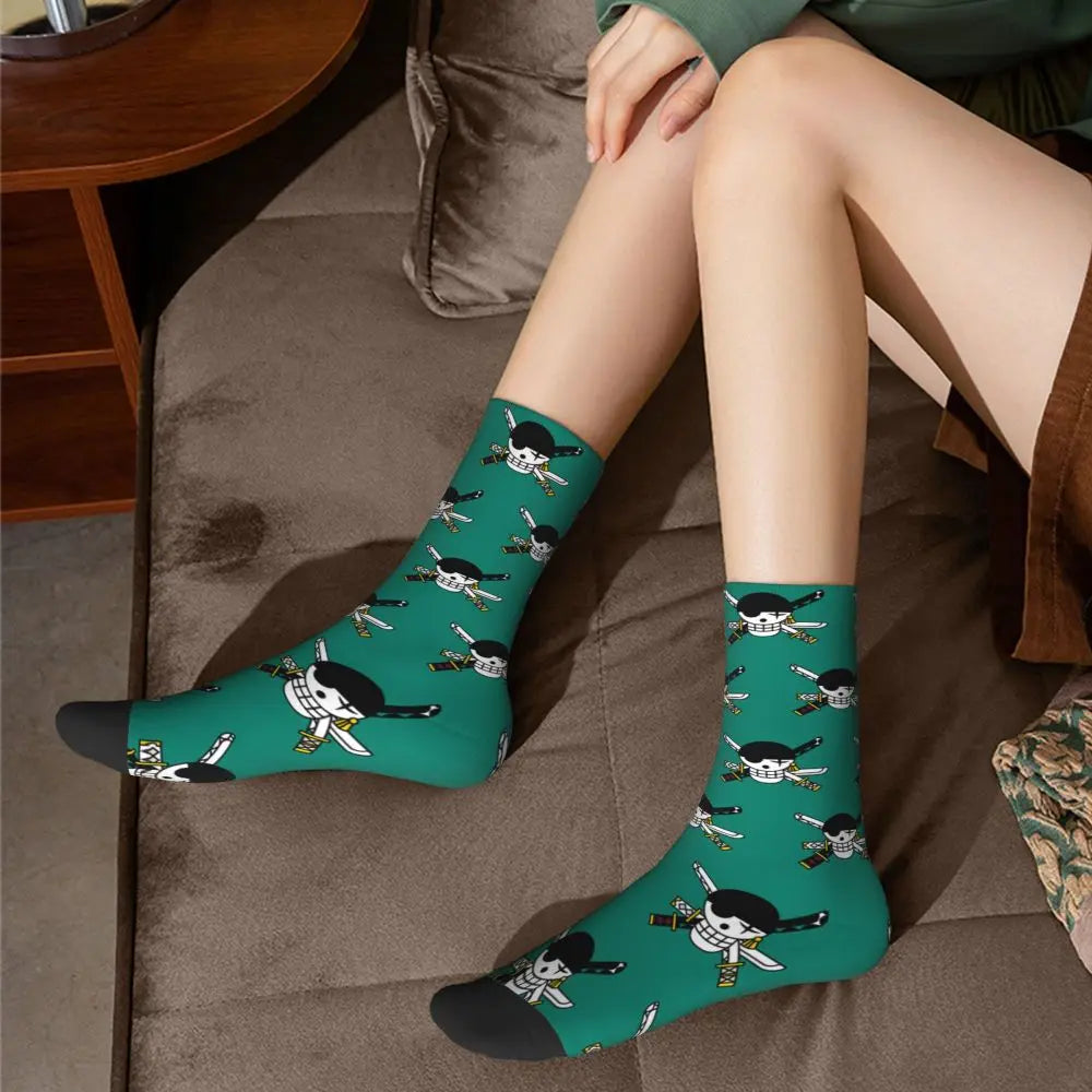 Anime Men's Socks Harajuku Luffy Zoro Trafalgar Law Unisex Crew Socks