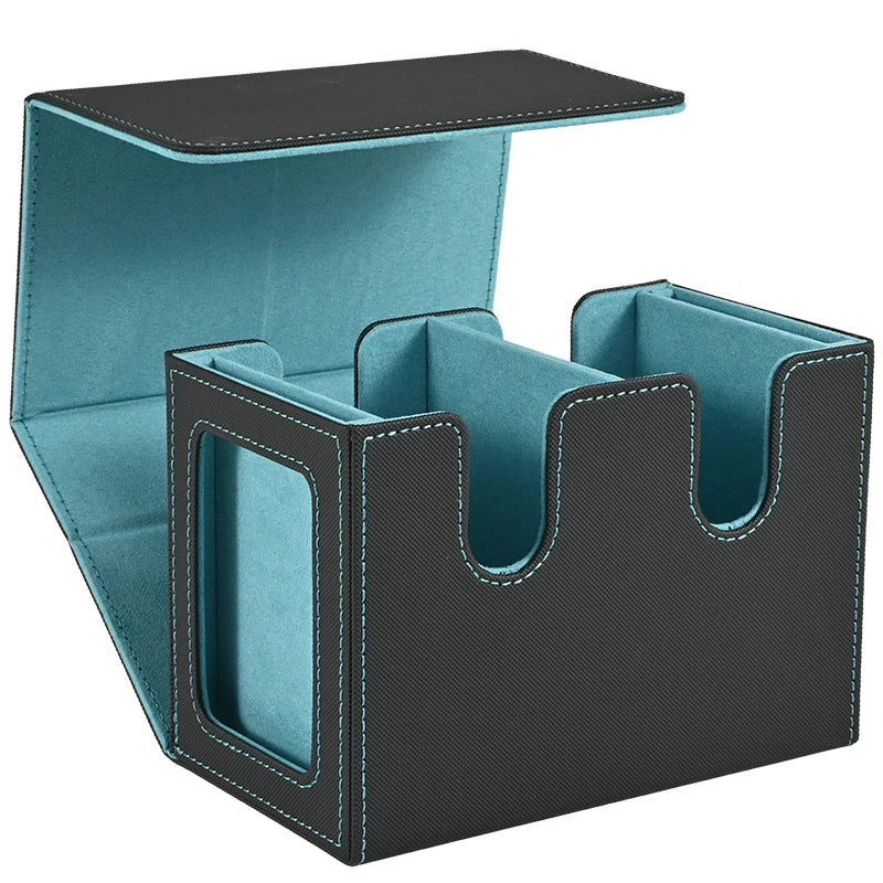 Dual-Commander MTG Magnetic Deck Box – 140+ Card Capacity w/ Twin Display Windows & Removable Trays