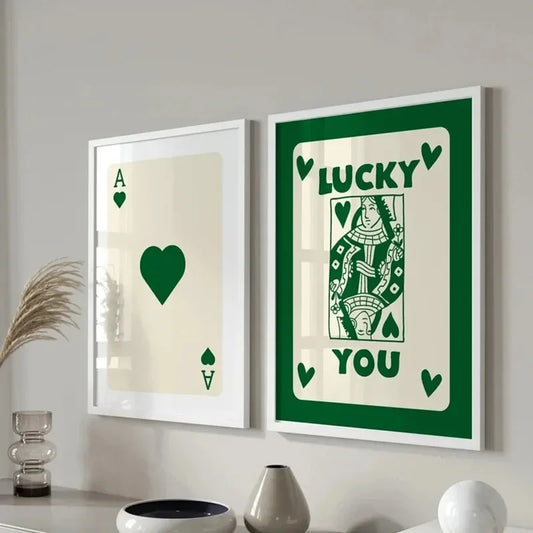 Trendy Retro Colorful Ace Card Lucky You Canvas Wall Art Print