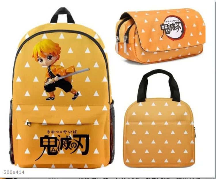 Demon Slayer Backpack 3 Piece Set School Bag Lunch Bag Pencil Case