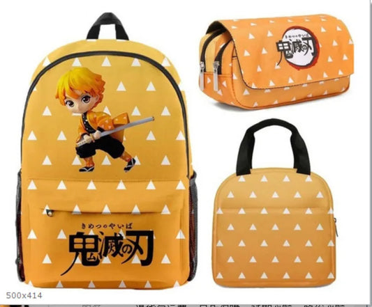 Demon Slayer Backpack Large Capacity 3 Piece Set for Students