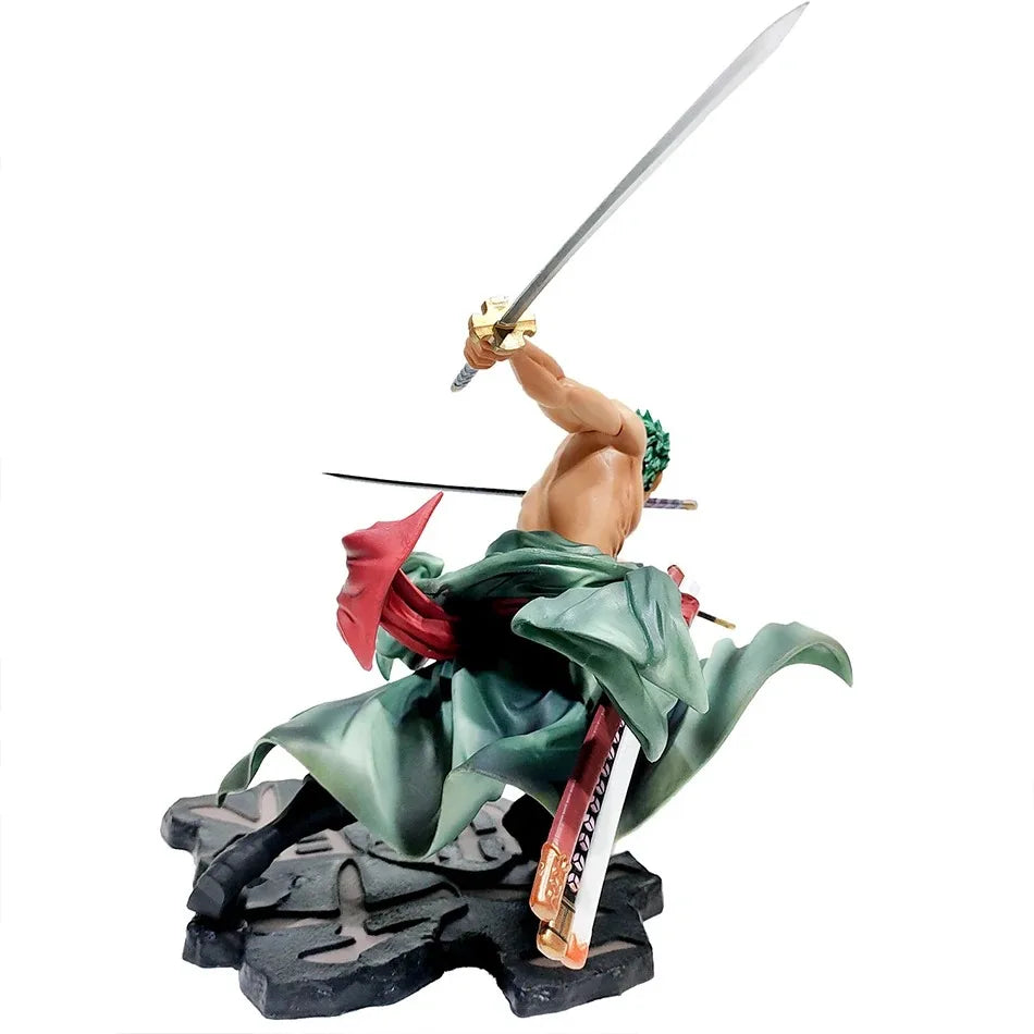 18CM One Piece Luffy Zoro Three-Blade PVC Action Figure Model Collectible