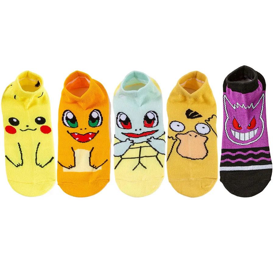 5Pairs BANDAI Pokemon Anime Socks Hip Hop Street Fashion Casual Socks