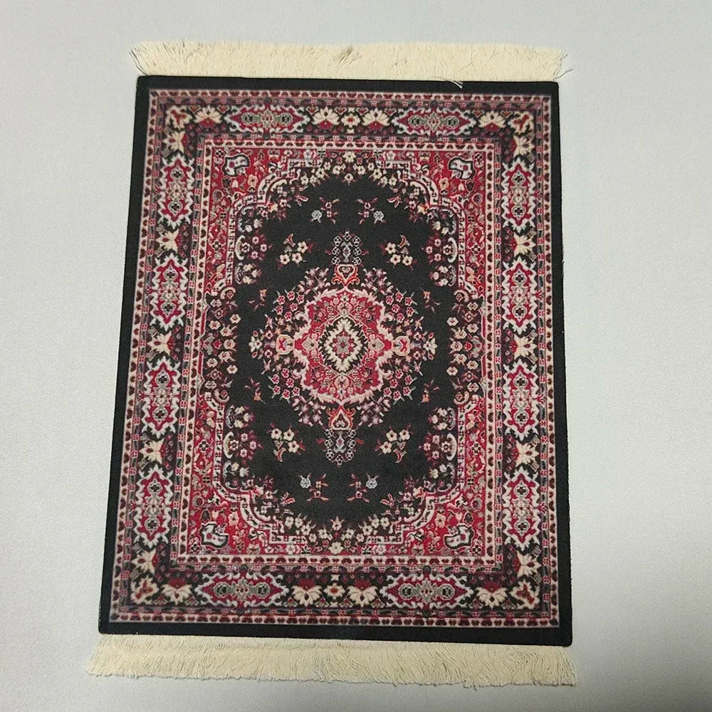 Woven Flower Persian Carpet Small Coaster Non-Slip Mouse Pad Desk Mat