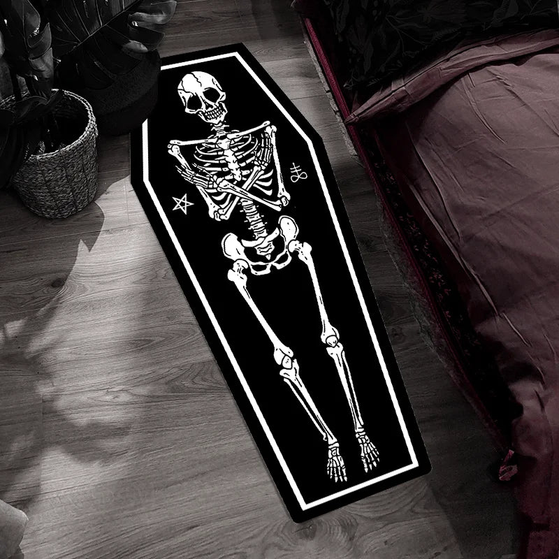 **** VIKAMA Gothic Skull Coffin Carpet Bedside Rug Halloween Home Decor