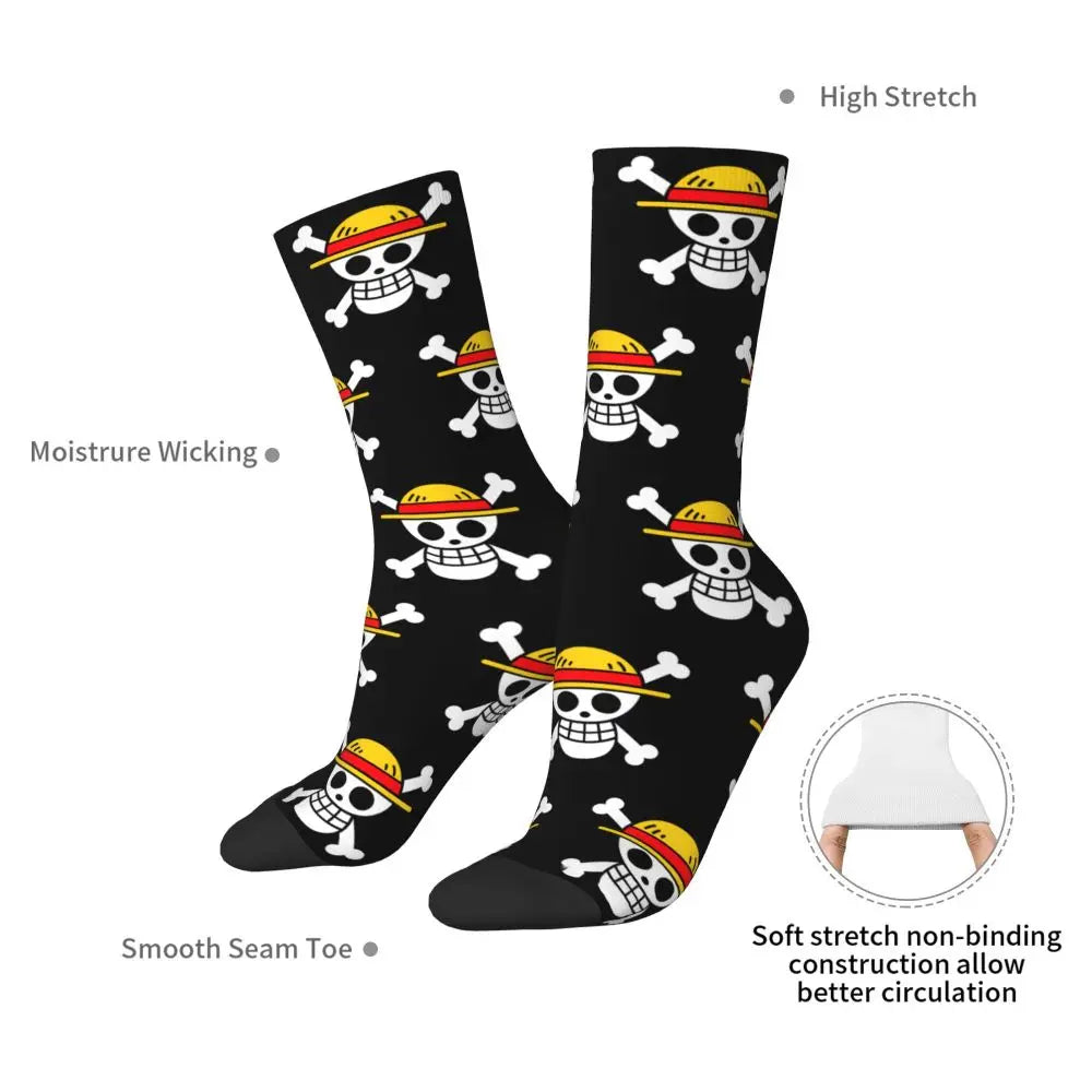 Anime Men's Socks Harajuku Luffy Zoro Trafalgar Law Unisex Crew Socks