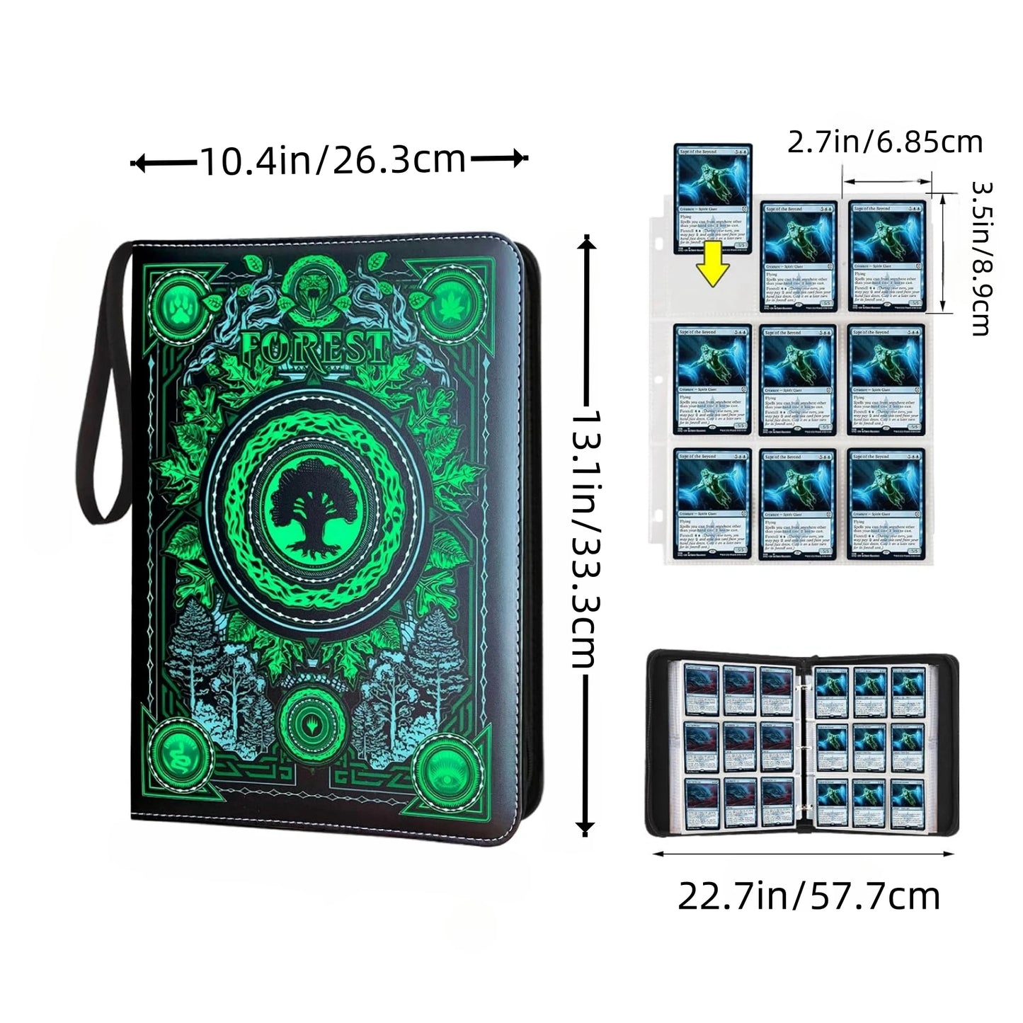 9 Pocket Card Binder with Sleeves for MTG TCG Yu-Gi-Oh Collector Album