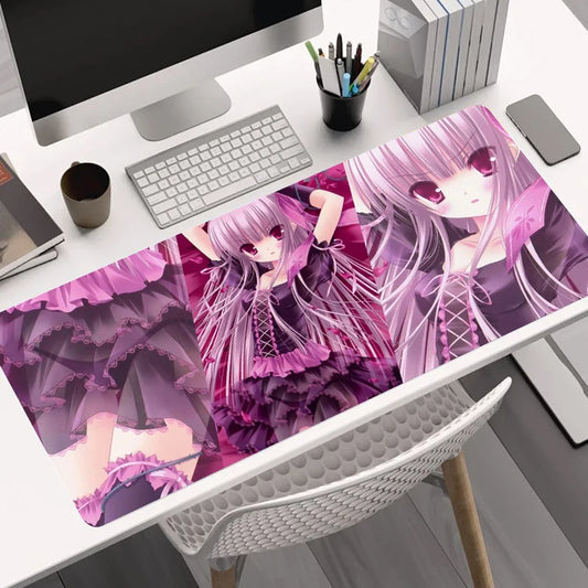 XXL Gothic Lolita Anime Mouse Pad – 900x400mm Dark Violet Gaming Desk Mat