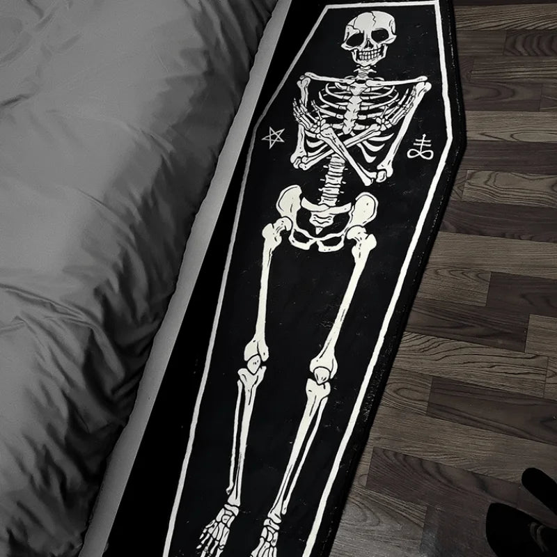 **** VIKAMA Gothic Skull Coffin Carpet Bedside Rug Halloween Home Decor