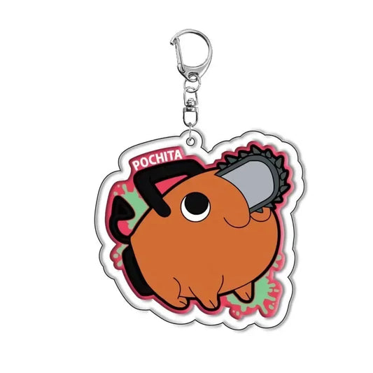 Chainsaw Man Pochita Acrylic Keychain – 1.6 × 2.4-Inch Devil Dog Bag Charm