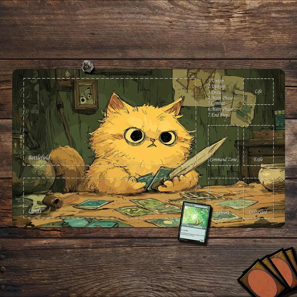 **** Cartoon-Style Cat Magic Playmat Gaming Mat 60x35cm TCG Desk Mat