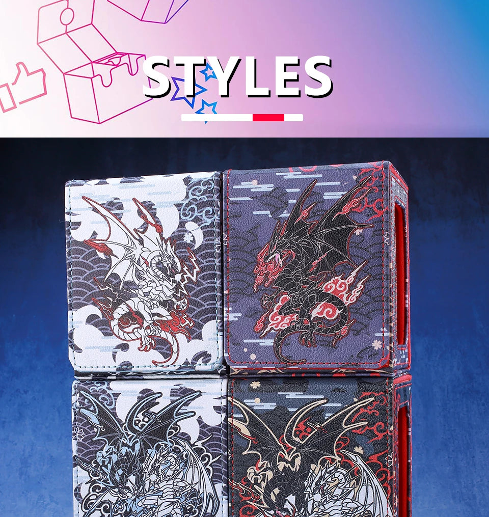 Black Rose Dragon Trading Card Storage Deck Box Holds 120+ Cards Magnetic PU