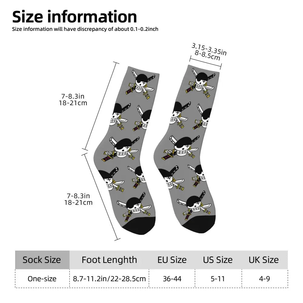 Anime Men's Socks Harajuku Luffy Zoro Trafalgar Law Unisex Crew Socks