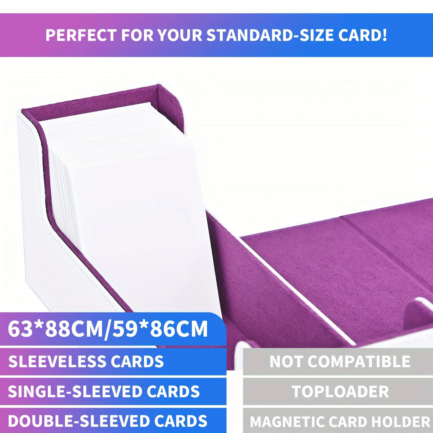 White & Purple PU Leather TCG Card Storage Box – Holds 600+ Sleeved Cards