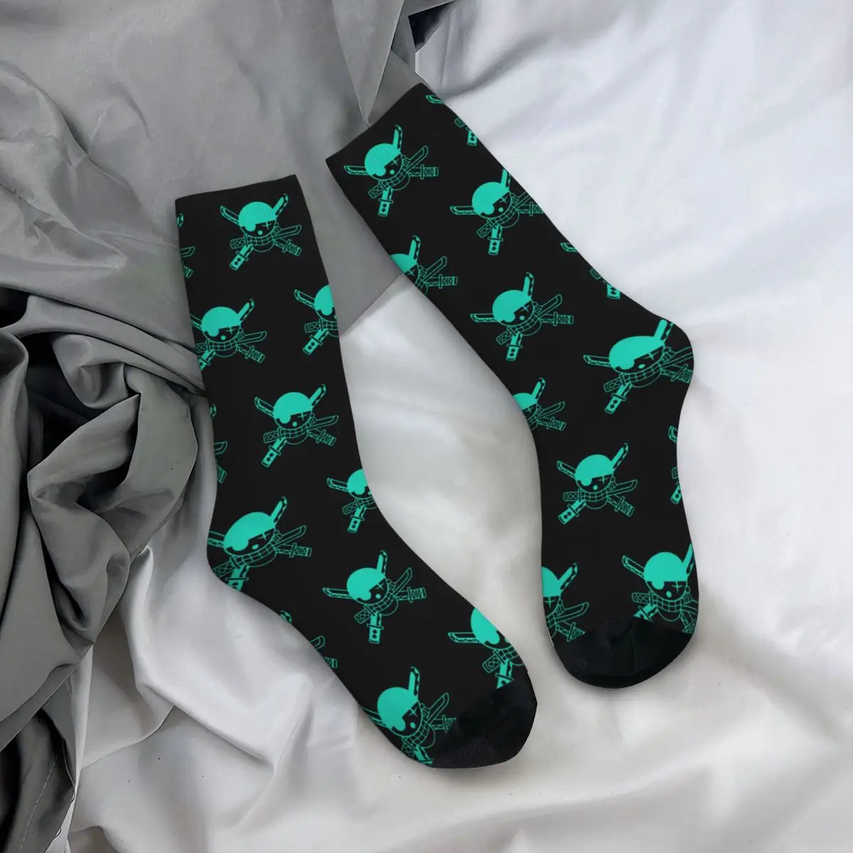 Fashion Men's Socks Harajuku Anime Luffy Zoro Law Crew Unisex Socks