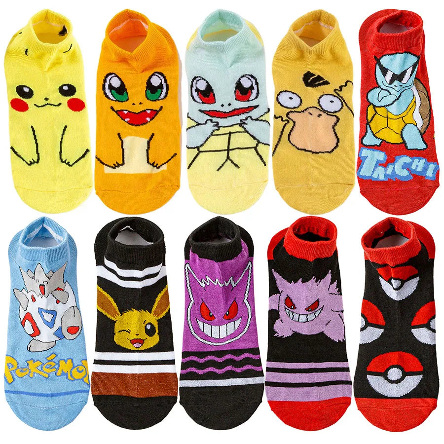 5Pairs BANDAI Pokemon Anime Socks Hip Hop Street Fashion Casual Socks