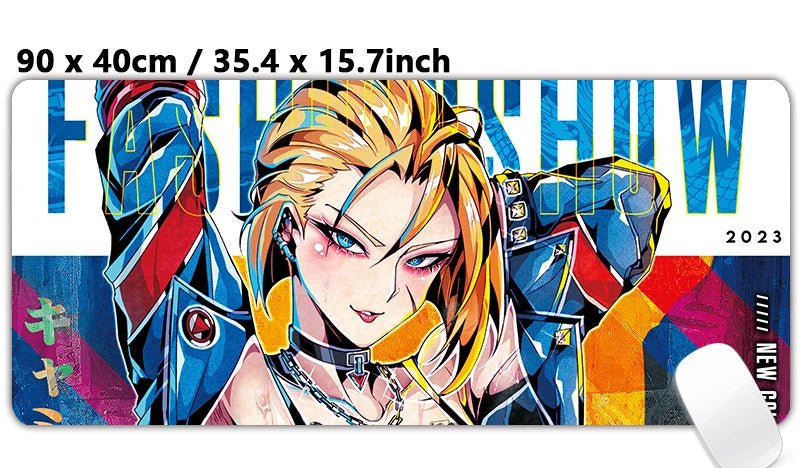Mouse pad with anime character design and size specifications