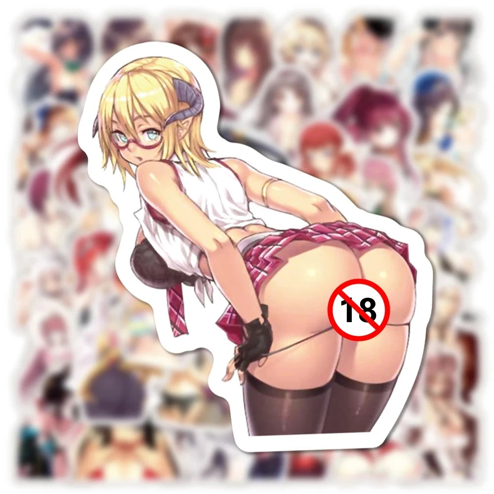 50pcs Sexy Waifu Anime Girl Stickers Hentai Decals Waterproof Adult Gift