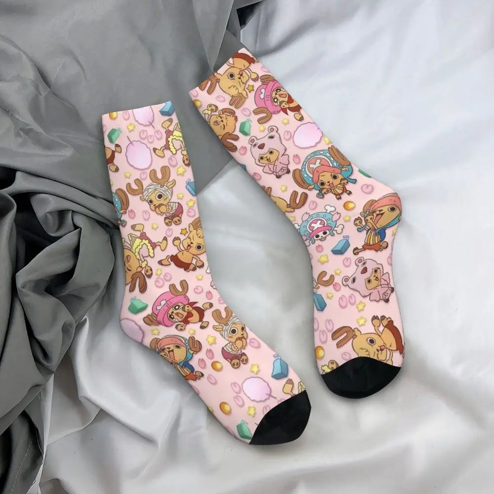 Anime Men's Socks Harajuku Luffy Zoro Trafalgar Law Unisex Crew Socks
