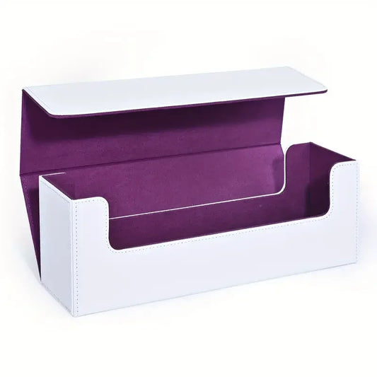 White & Purple PU Leather TCG Card Storage Box – Holds 600+ Sleeved Cards